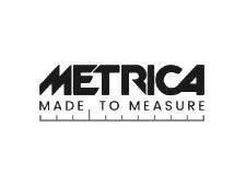 Logotipo Métrica de instrumentos de nivelación y medición para ingeniería, arquitectura y edificación industrial.