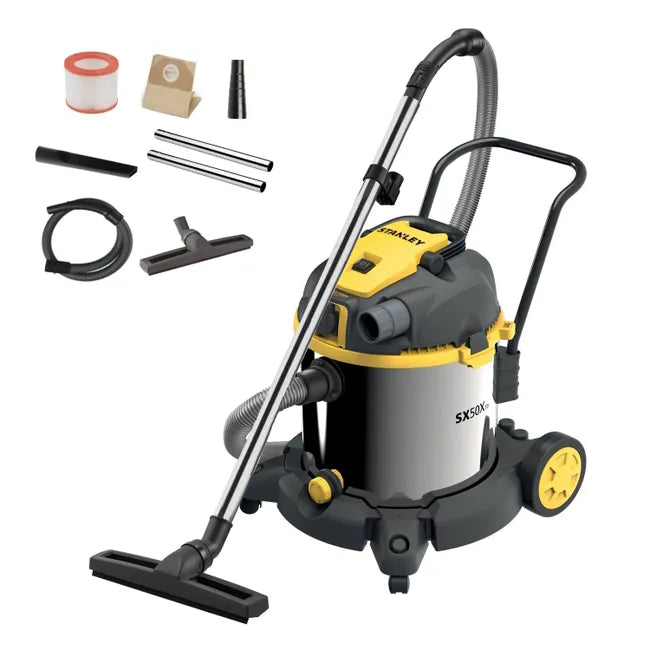 Aspirador Industrial de Sólidos y Líquidos con Toma de Telecontrol para Talleres y Construcción Stanley SXVC50XTDE
