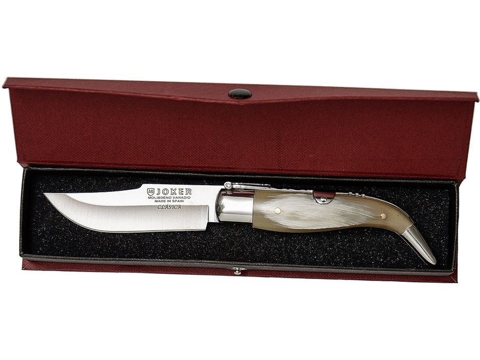 NAVAJA ALBACETEÑA CON PUÑO EN ASTA DE TORO Y HOJA 8 CM. INCLUYE ESTUCHE