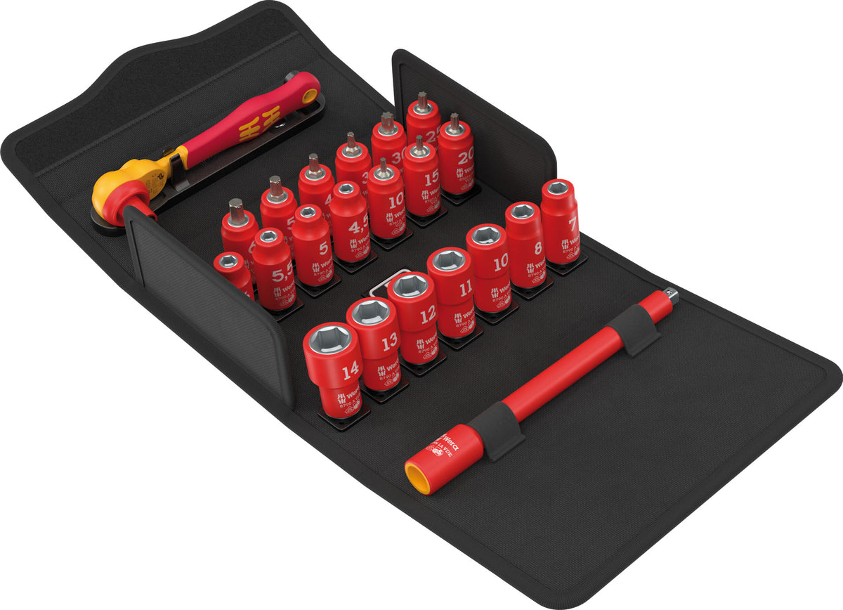 Juego de carraca Wera 8100 SA VDE 1 aislada de 22 piezas métricas